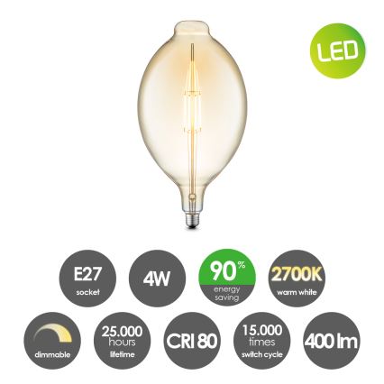 Светодиодная лампа с регулированием яркости VINTAGE EDISON E27/4W/230V 2700K