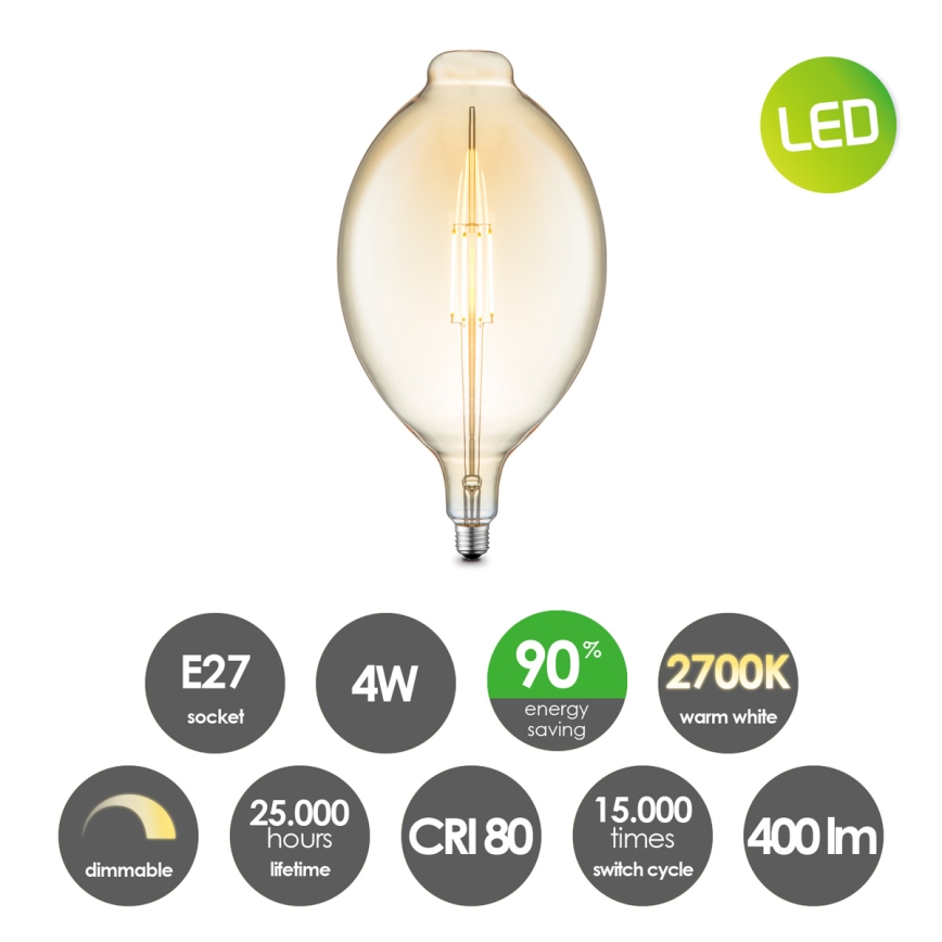 Светодиодная лампа с регулированием яркости VINTAGE EDISON E27/4W/230V 2700K