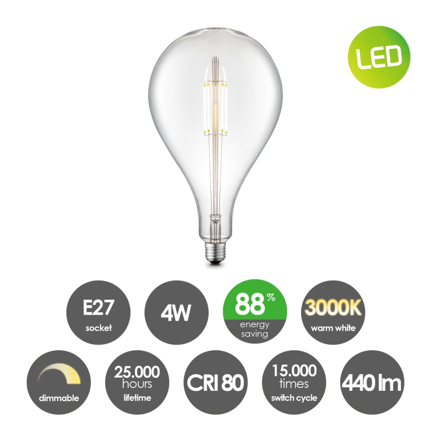 Светодиодная лампа с регулированием яркости VINTAGE EDISON E27/4W/230V 3000K