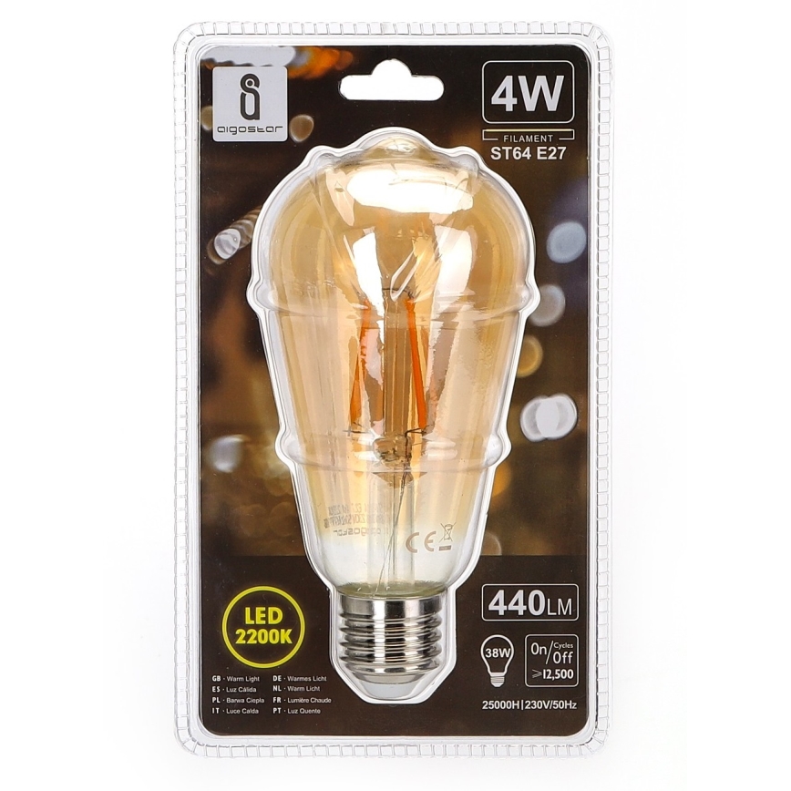 Светодиодная лампа ST64 E27/4W/230V 2200K - Aigostar