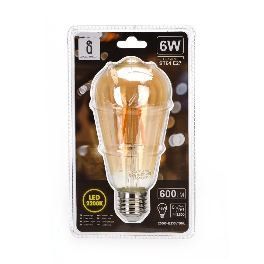Светодиодная лампа ST64 E27/6W/230V 2200K - Aigostar