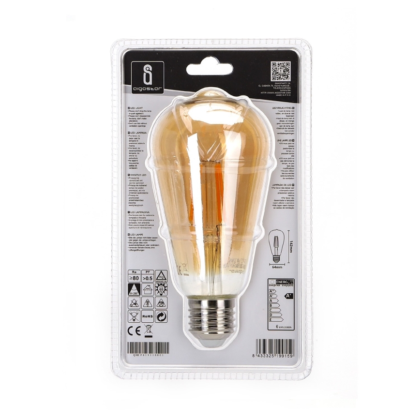 Светодиодная лампа ST64 E27/6W/230V 2200K - Aigostar