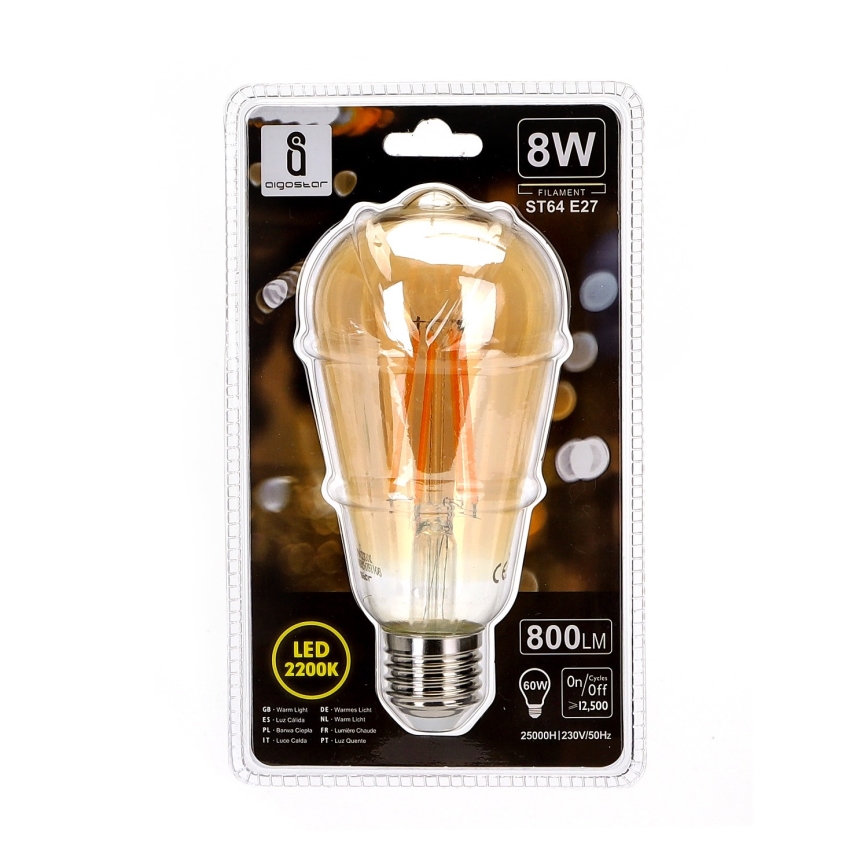 Светодиодная лампа ST64 E27/8W/230V 2200K - Aigostar