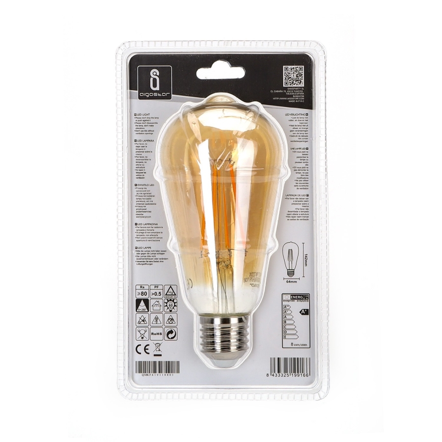 Светодиодная лампа ST64 E27/8W/230V 2200K - Aigostar