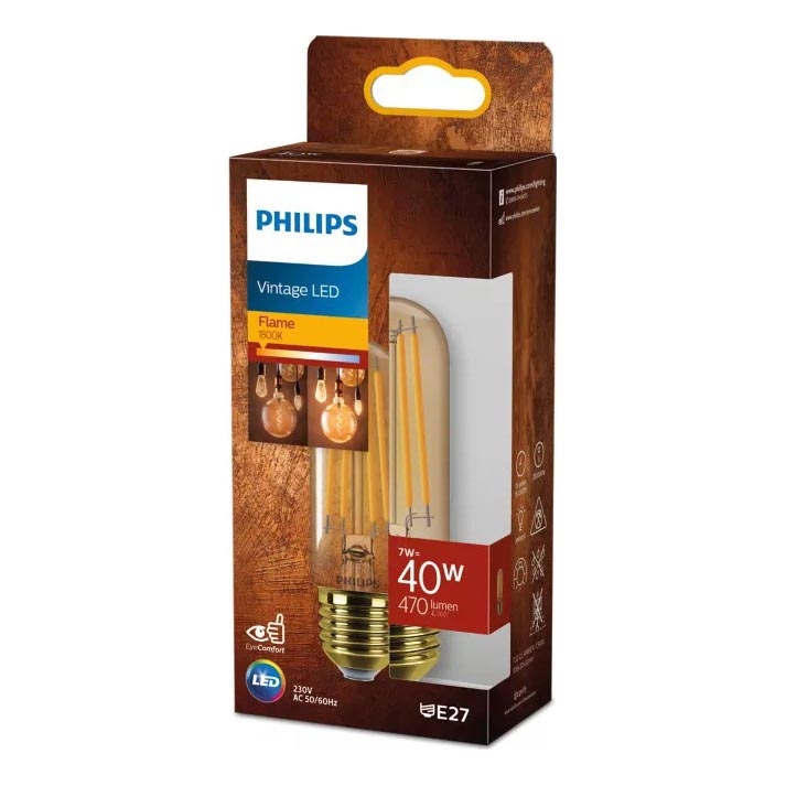 Светодиодная лампа VINTAGE Philips T32, цоколь E27, 7 Вт, 230 В, 1800 К