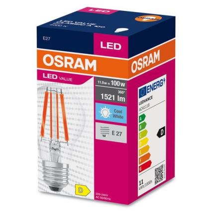 Светодиодная лампочка FILAMENT A100 E27/11W/230V 4000K - Osram