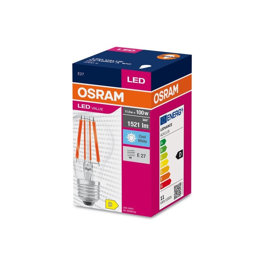 Светодиодная лампочка FILAMENT A100 E27/11W/230V 4000K - Osram