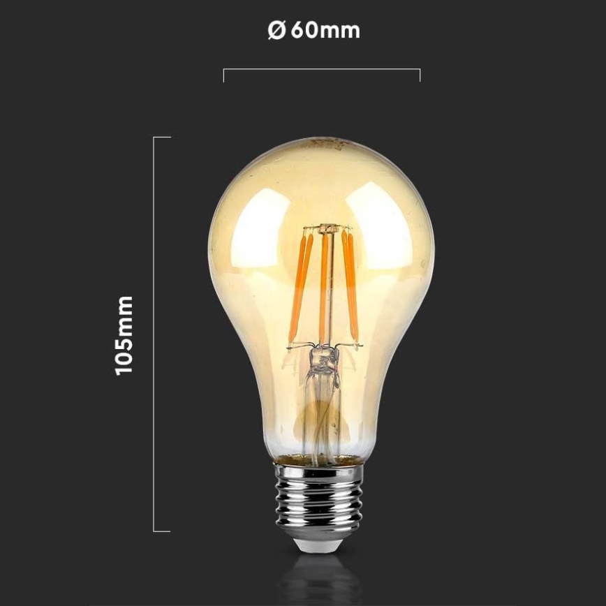 Светодиодная лампочка FILAMENT AMBER A67 E27/10W/230V 2200K