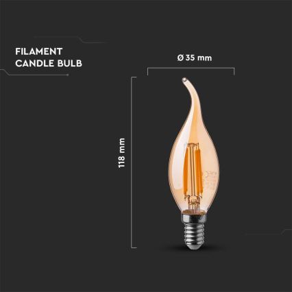 Светодиодная лампочка FILAMENT AMBER E14/4W/230V 2200K