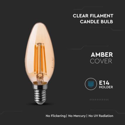 Светодиодная лампочка FILAMENT AMBER E14/4W/230V 2200K