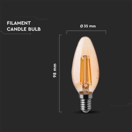 Светодиодная лампочка FILAMENT AMBER E14/4W/230V 2200K