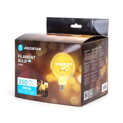 Светодиодная лампочка FILAMENT E27/4W/230V 1800K любовь - Aigostar