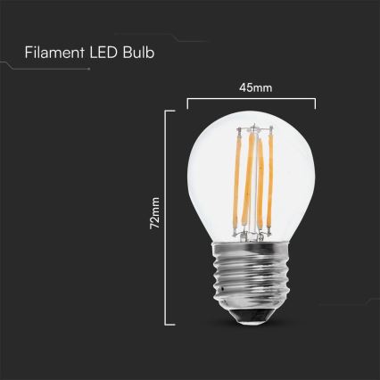 Светодиодная лампочка FILAMENT G45 E27/6W/230V 6500K