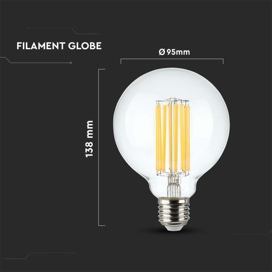 Светодиодная лампочка FILAMENT G95 E27/6W/230V 3000K