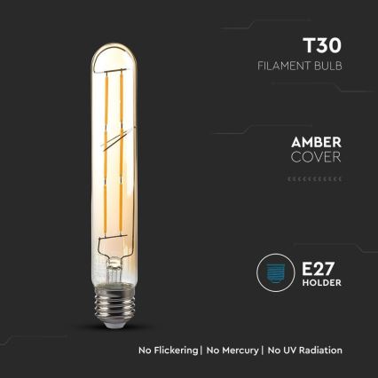 Светодиодная лампочка FILAMENT T30 E27/6W/230V 2200K