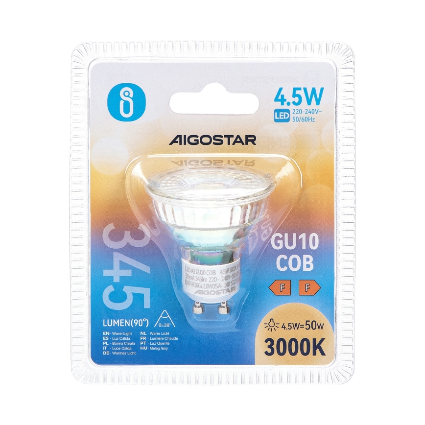 Светодиодная лампочка GU10/4,5W/230V 3000K - Aigostar