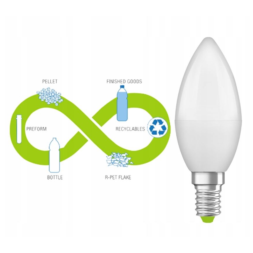 Светодиодная лампочка из переработанного пластика B40 E14/4,9W/230V 2700K - Ledvance
