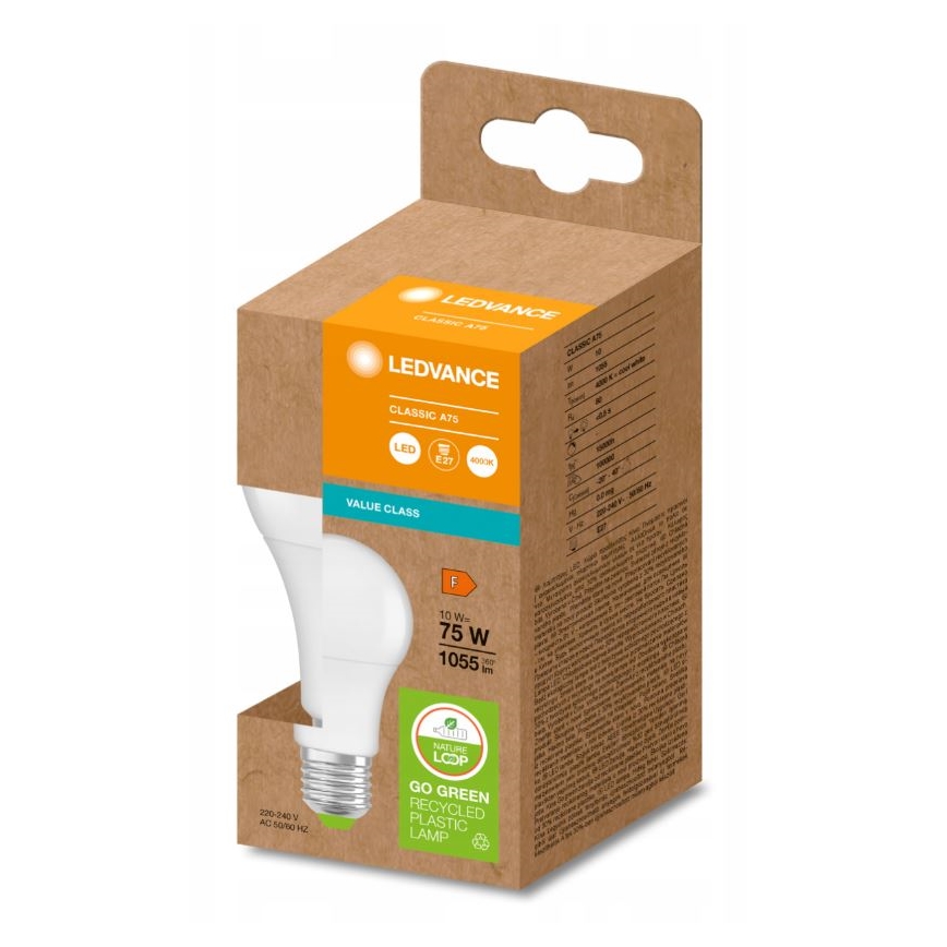 Светодиодная лампочка из переработанного пластика E27/10W/230V 4000K - Ledvance