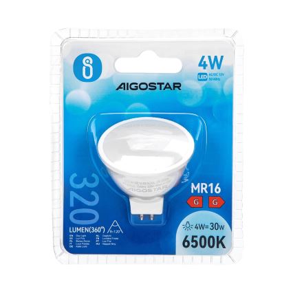 Светодиодная лампочка MR16 GU5,3/4W/12V 6500K - Aigostar