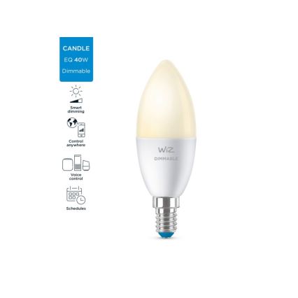 Светодиодная лампочка с регулированием яркости C37 E14/4,9W/230V 2700K CRI 90 Wi-Fi - WiZ