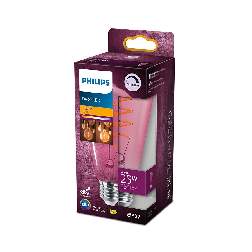 Светодиодная лампочка с регулированием яркости DECO Philips ST64 E27/4,5W/230V 1800K