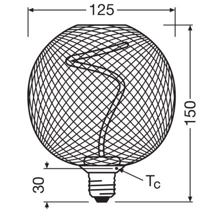 Светодиодная лампочка с регулированием яркости DECOR FILAMENT G125 E27/3,5W/230V 1800K золотистый - Osram