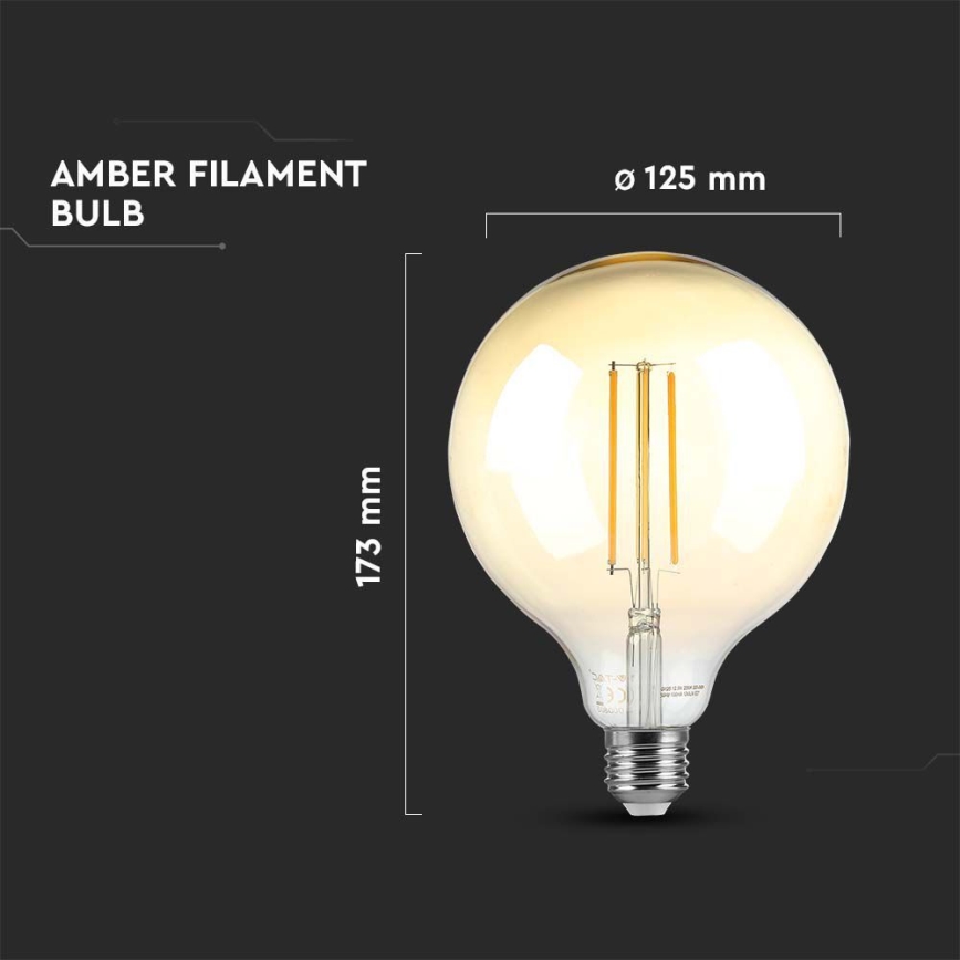 Светодиодная лампочка с регулированием яркости FILAMENT G125 E27/8W/230V 2200K