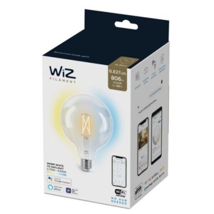 Светодиодная лампочка с регулированием яркости FILAMENT G125 E27/7W/230V 2700-6500K CRI 90 Wi-Fi - WiZ