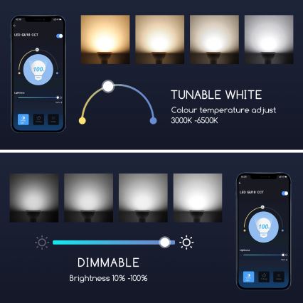 Светодиодная лампочка с регулированием яркости GU10/5W/230V 3000-6500K Wi-Fi - Aigostar