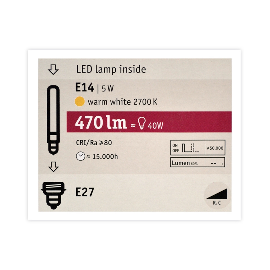 Светодиодная лампочка с регулированием яркости MOSAIC G125 E27/5W/230V 2700K - Paulmann 28747