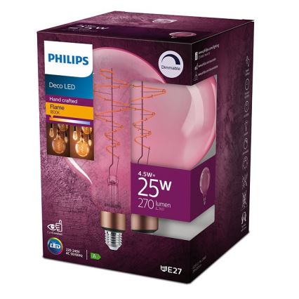 Светодиодная лампочка с регулированием яркости Philips DECO G200 E27/4,5W/230V 1800K