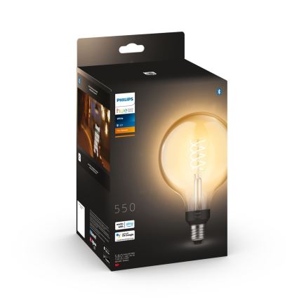 Светодиодная лампочка с регулированием яркости Philips Hue WHITE FILAMENT G125 E27/7W/230V 2100K