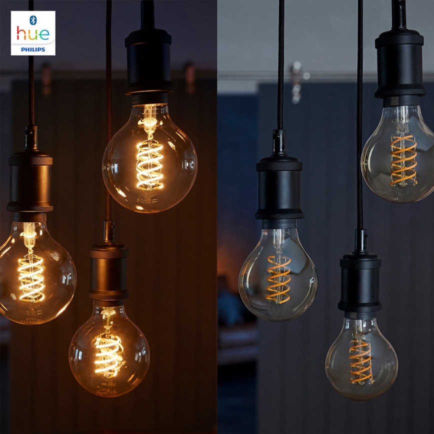 Светодиодная лампочка с регулированием яркости Philips Hue WHITE FILAMENT G93 E27/7W/230V 2100K