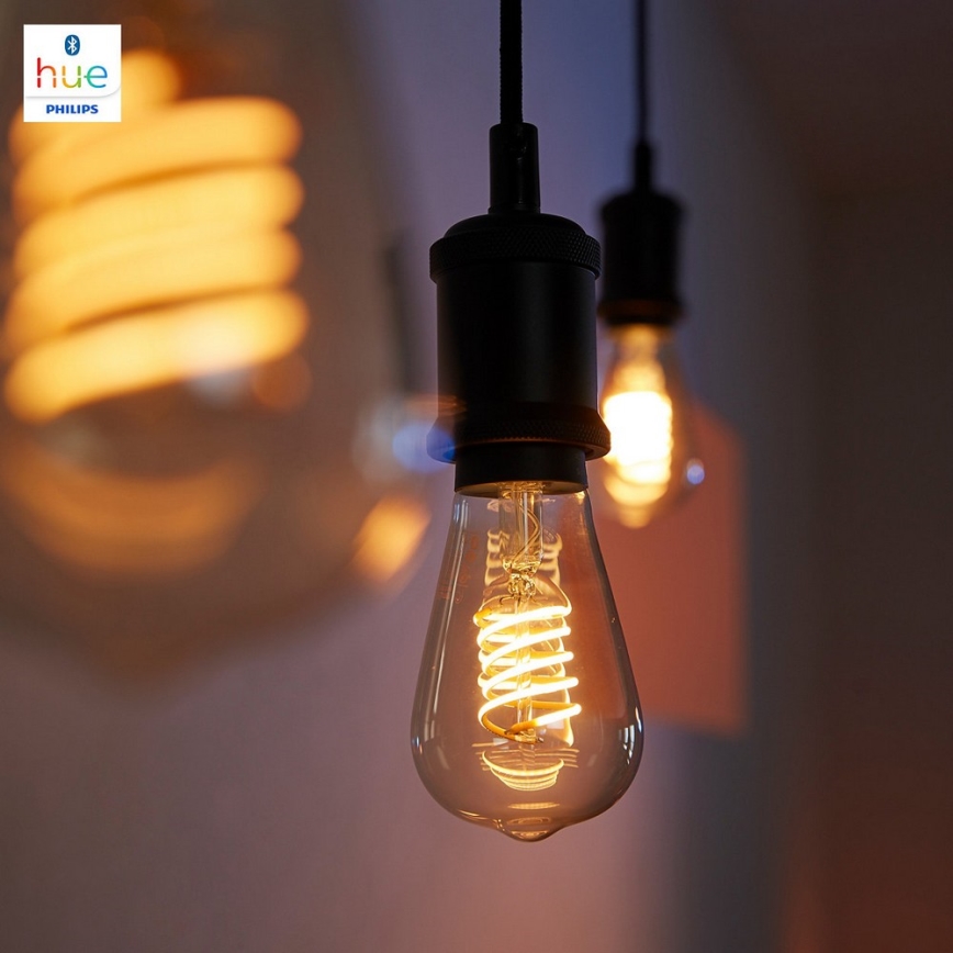 Светодиодная лампочка с регулированием яркости Philips Hue WHITE FILAMENT ST64 E27/7W/230V 2100K