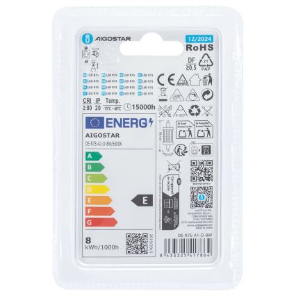 Светодиодная лампочка с регулированием яркости R7s/8W/230V 6500K - Aigostar