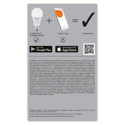 Светодиодная лампочка с регулированием яркости SMART+ E27/14W/230V 2700K-6500K Wi-Fi - Ledvance