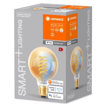 Светодиодная лампочка с регулированием яркости SMART+ FILAMENT GLOBE G80 E27/8W/230V 2200-5000K Wi-Fi - Ledvance