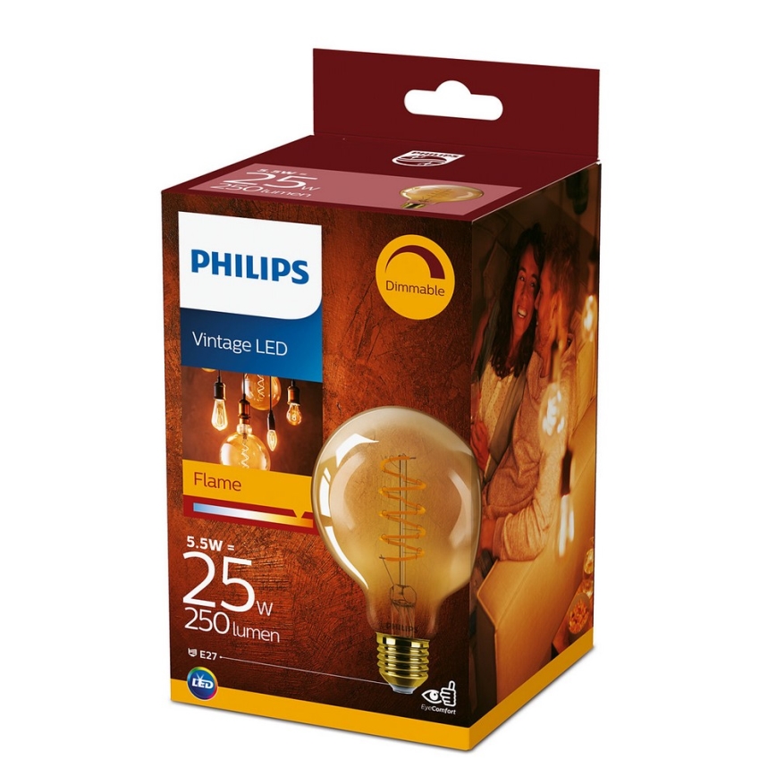 Светодиодная лампочка с регулированием яркости VINTAGE Philips G93 E27/4W/230V 1800K