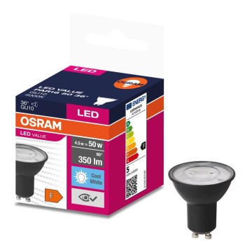 Светодиодная лампочка VALUE PAR16 GU10/4,5W/230V 6500K 36° черный - Osram