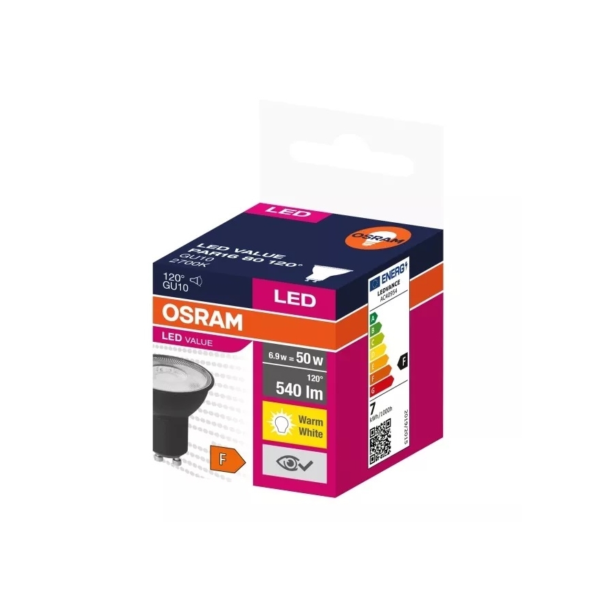Светодиодная лампочка VALUE PAR16 GU10/6,9W/230V 2700K 120° черный - Ledvance