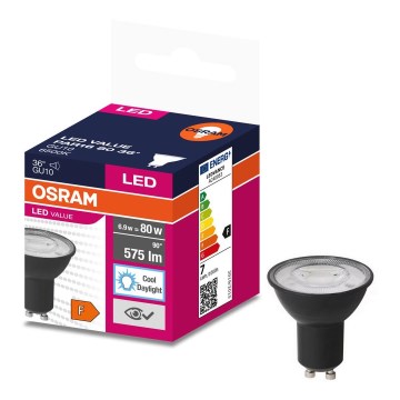 Светодиодная лампочка VALUE PAR16 GU10/6,9W/230V 4000K 36° черный - Osram