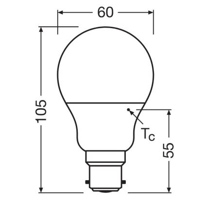 Светодиодная лампочка A60 B22d/8,5W/230V 2700K - Osram
