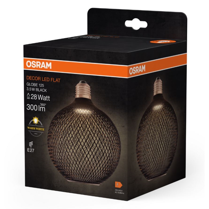 Светодиодная лампочка DECOR FLAT G125 E27/3,5W/230V 2700K черный - Osram