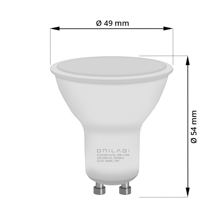 Светодиодная лампочка ECOLINE GU10/6W/230V 4,000K - Brilagi