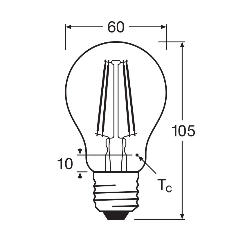 Светодиодная лампочка FILAMENT A60 E27/6,5W/230V 2700K - Osram