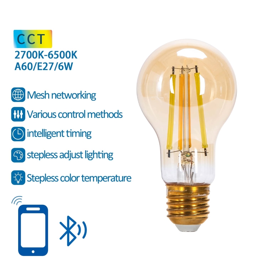 Светодиодная лампочка с регулированием яркости FILAMENT MESH Smart A60 E27/6W/230V 2700-6500K - Aigostar