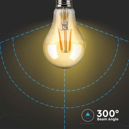 Светодиодная лампочка FILAMENT AMBER A67 E27/10W/230V 2200K