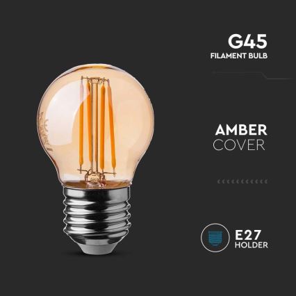 Светодиодная лампочка FILAMENT AMBER G45 E27/4W/230V 2200K