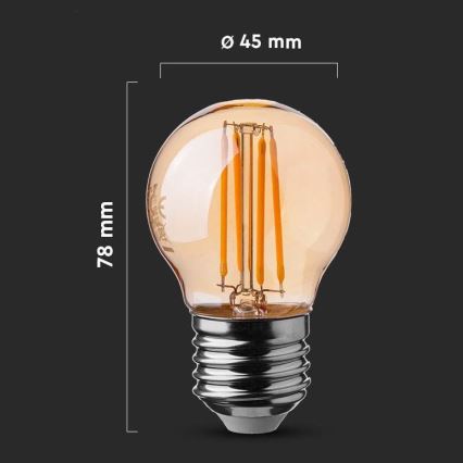 Светодиодная лампочка FILAMENT AMBER G45 E27/4W/230V 2200K