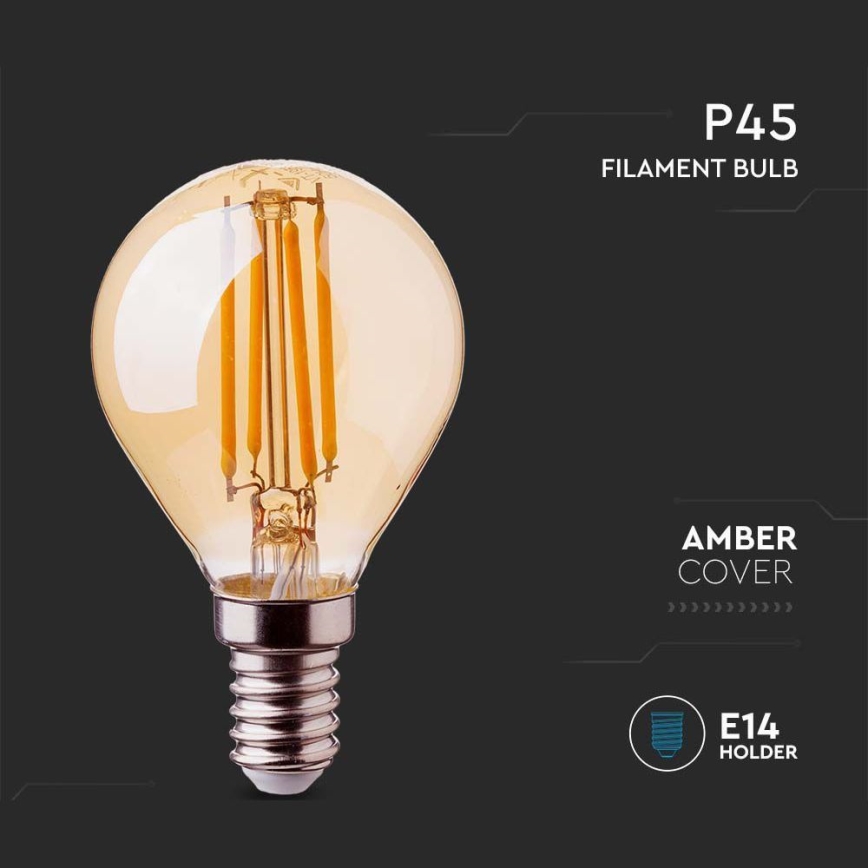 Светодиодная лампочка FILAMENT AMBER P45 E14/4W/230V 2200K